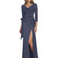 Elegant Evening Gowns Slit Trending Styles Satin Slit Formal Dress Cowl Neckline Gown Tie