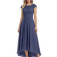 Elegant Evening Gown Trending 2026 Styles with Cap Sleeves High-Low Skirt
