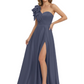Elegant Mother of the Groom Dress A-Line Satin Formal Gown with High Slit Ruched Bodice