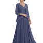Plus Size A-line Chiffon 3/4 Sleeves Mother of the Brides Dresses Long Jacket Dress