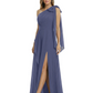 One-Shoulder Mother of the Bride Dress Chiffon Gown with Long Sash Detail