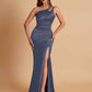 Sexy Soft Satin Mermaid One Shoulder Floor-Length Mermaid Bridesmaid Dresses