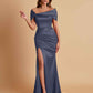 Elegant Soft Satin Off-the-shoulder Side-Slit Mermaid Bridesmaid Dresses