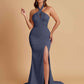 Elegant Soft Satin Mermaid Halter Side Slit Floor-Length Bridesmaid Dresses Online