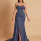 Elegant Soft Satin Sweetheart Strapless Side-Slit Mermaid Bridesmaid Dresses