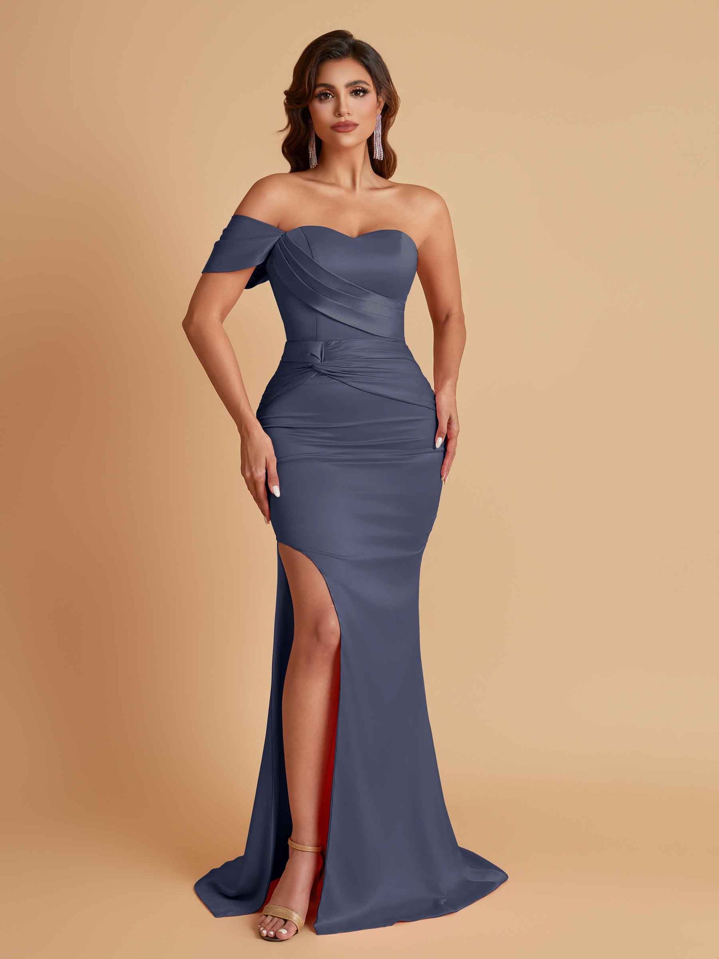 Sexy Soft Satin Mermaid One Shoulder Floor-Length Mermaid Bridesmaid Dresses
