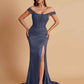 Sexy Soft Satin V-neck Off-the-shoulder Strapless Side-Slit Mermaid Bridesmaid Dresses