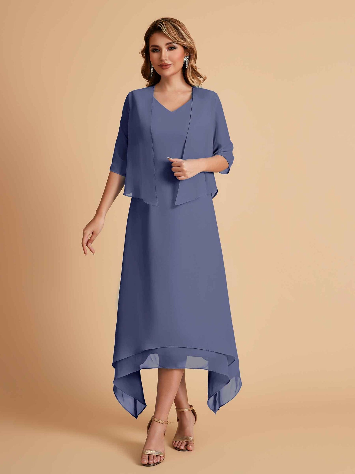 Elegant A-line Chiffon Short Sleeves Mother of the Brides Dresses Online