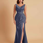 Elegant V Neck Soft Satin Side Slit Floor-Length Mermaid Bridesmaid Dresses