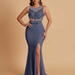 Sexy Soft Satin Mermaid Illusion Side Slit Floor-Length Bridesmaid Dresses Online