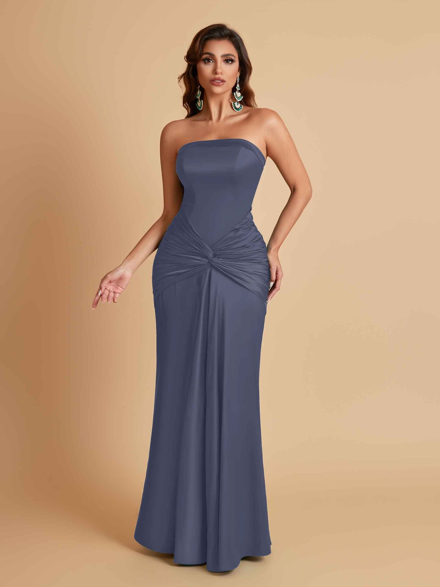 Sexy Soft Satin Mermaid Strapless Floor-Length Mermaid Bridesmaid Dresses