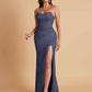 Sexy Strapless Soft Satin Side Slit Floor-Length Mermaid Bridesmaid Dresses