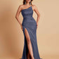 Gorgeous Strapless Soft Satin Side Slit Floor-Length Mermaid Bridesmaid Dresses