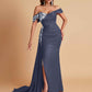 Elegant Soft Satin Mermaid Off Shoulder Floor-Length Mermaid Bridesmaid Dresses