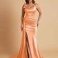 Elegant Soft Satin Mermaid Bowknot Floor-Length Mermaid Bridesmaid Dresses