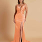 Sexy Soft Satin V-neck Spaghetti Strap Side-Slit Mermaid Bridesmaid Dresses