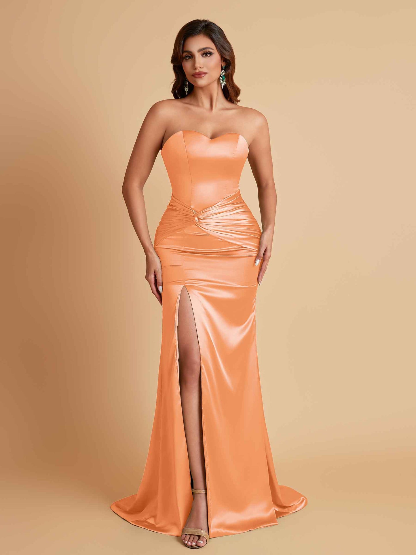 Sexy Soft Satin Mermaid Sweetheart Floor-Length Mermaid Bridesmaid Dresses