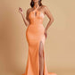 Elegant Soft Satin Mermaid Halter Side Slit Floor-Length Bridesmaid Dresses Online