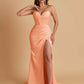 Elegant Soft Satin Mermaid V-neck Side Slit Floor-Length Bridesmaid Dresses Online