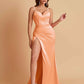 Simple Soft Satin Mermaid V-neck Floor-Length Mermaid Bridesmaid Dresses
