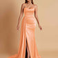 Elegant Soft Satin Sweetheart Strapless Side-Slit Mermaid Bridesmaid Dresses