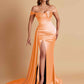 Sexy Soft Satin Sweetheart Off-the-shoulder Strapless Side-Slit Mermaid Bridesmaid Dresses