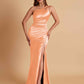 Sexy Soft Satin Mermaid One Shoulder Floor-Length Mermaid Bridesmaid Dresses