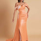 Elegant Soft Satin Mermaid Off Shoulder Floor-Length Mermaid Bridesmaid Dresses