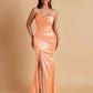 Sexy Soft Satin Mermaid Side Slit Floor-Length Mermaid Bridesmaid Dresses