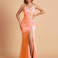 Sexy Satin V-neck Side Slit Mermaid Floor Length Bridesmaid Dresses