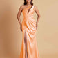 Sexy One Shoulder Soft Satin Side Slit Floor-Length Mermaid Bridesmaid Dresses