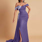 Elegant Soft Satin Mermaid Off Shoulder Floor-Length Mermaid Bridesmaid Dresses