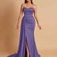 Elegant Soft Satin Sweetheart Strapless Side-Slit Mermaid Bridesmaid Dresses
