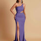 Gorgeous One Shoulder Soft Satin Side Slit Floor-Length Mermaid Bridesmaid Dresses