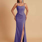 Gorgeous Spaghetti Straps Soft Satin Side Slit Floor-Length Mermaid Bridesmaid Dresses