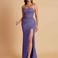 Sexy Strapless Soft Satin Side Slit Floor-Length Mermaid Bridesmaid Dresses