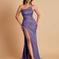 Gorgeous Strapless Soft Satin Side Slit Floor-Length Mermaid Bridesmaid Dresses