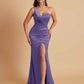 Gorgeous One Shoulder Soft Satin Side Slit Floor-Length Mermaid Bridesmaid Dresses