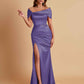 Elegant Soft Satin Off-the-shoulder Side-Slit Mermaid Bridesmaid Dresses