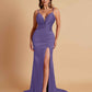 Sexy Soft Satin V-neck Spaghetti Strap Side-Slit Mermaid Bridesmaid Dresses