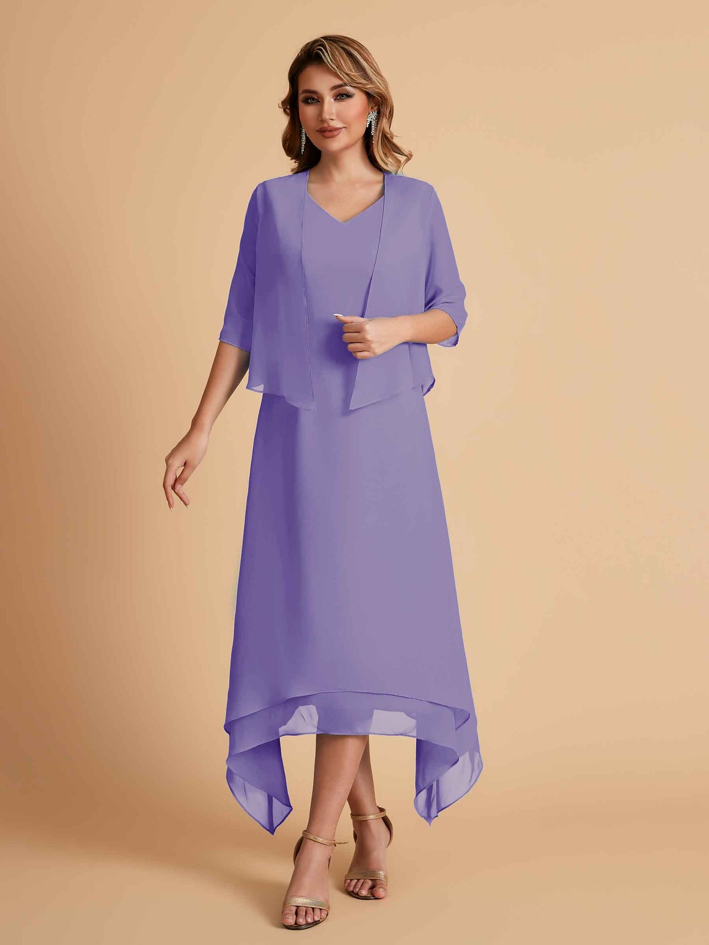 Elegant A-line Chiffon Short Sleeves Mother of the Brides Dresses Online