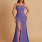 Sexy Soft Satin Mermaid Spaghetti Straps Side Slit Floor-Length Bridesmaid Dresses