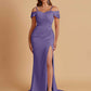 Sexy Soft Satin Mermaid Cold Shoulder Side Slit Floor-Length Bridesmaid Dresses Online