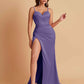 Simple Soft Satin Mermaid V-neck Floor-Length Mermaid Bridesmaid Dresses