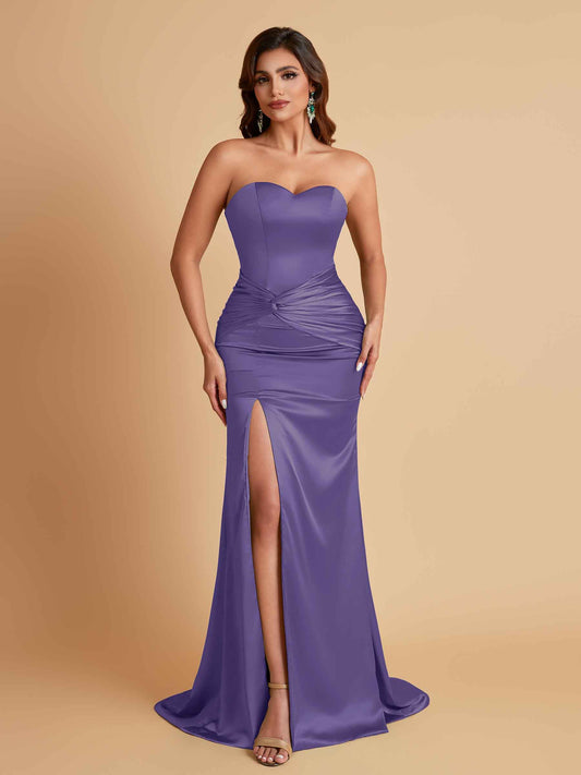 Sexy Soft Satin Mermaid Sweetheart Floor-Length Mermaid Bridesmaid Dresses