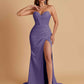 Elegant Soft Satin Mermaid V-neck Side Slit Floor-Length Bridesmaid Dresses Online