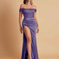 Sexy Off the Shoulder Soft Satin Side Slit Floor-Length Mermaid Bridesmaid Dresses