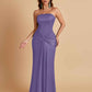 Sexy Soft Satin Mermaid Strapless Floor-Length Mermaid Bridesmaid Dresses