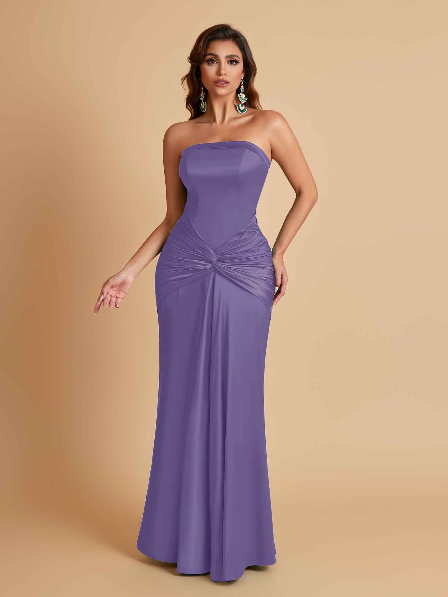 Sexy Soft Satin Mermaid Strapless Floor-Length Mermaid Bridesmaid Dresses
