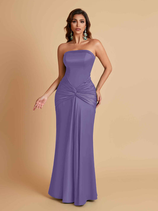 Sexy Soft Satin Mermaid Strapless Floor-Length Mermaid Bridesmaid Dresses